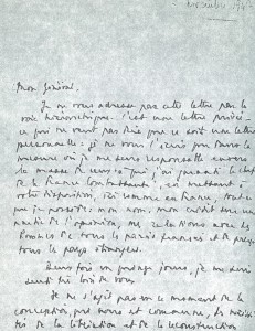 Lettre manuscrite au général de Gaulle