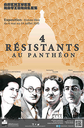 Affiche de l'exposition "4 résistants au Panthéon"